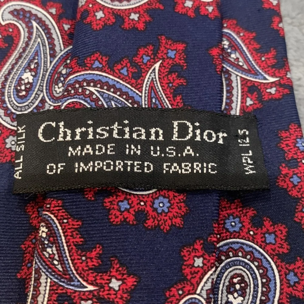 Christian Dior Navy Paisley‎ Silk Neckwear Tie